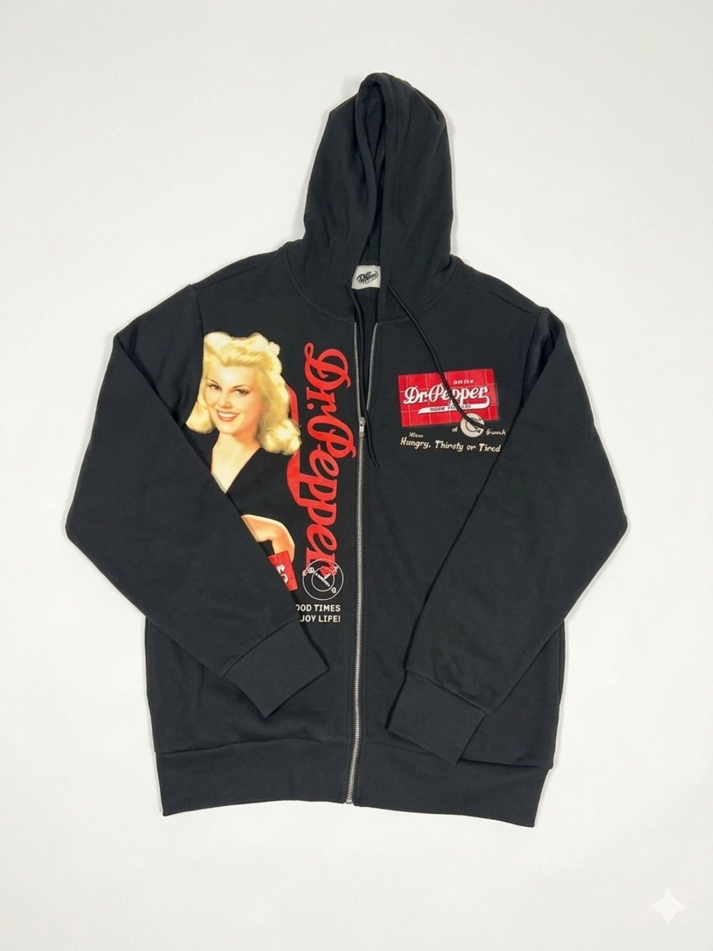 Dr Pepper Black Zip Hoodie - Branded Logo Tag